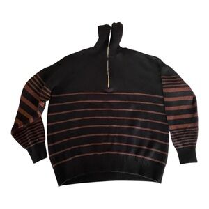 Marc New York Andrew Marc Black Striped Half Zip Sweater Size L